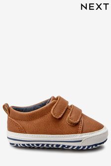 Tan Brown Two Strap Baby Pram Shoes (0-24mths) (310958) | 33 QAR