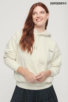 白色 - Superdry漏針絲絨寬鬆連帽衫 (310992) | NT$2,790