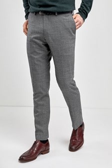Light Grey Slim Fit Signature Wool Blend Stretch Flannel Trousers (312240) | €16