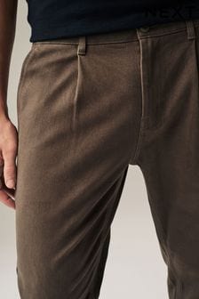 Brown Brushed Cotton Soft Touch Chino Trousers (312450) | 105 zł