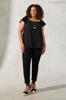 Live Unlimited Curve Frill Sleeve Sun Black Top (312738) | €27