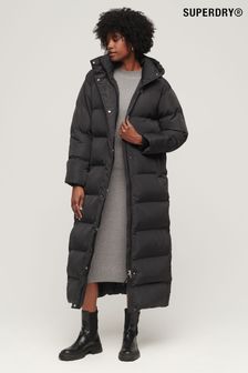 Superdry Black Maxi Hooded Puffer Coat (312923) | kr2,686