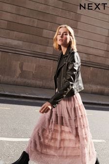 Pink Mesh Tulle Midi Skirt (313376) | €82