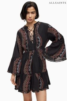 AllSaints Black Adella Leticia Dress (314143) | OMR93