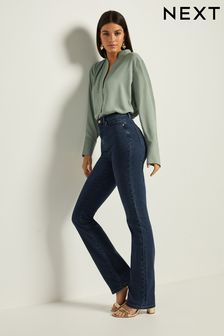 Inktblauw - Slim-fit ondersteunende en vormgevende bootcut jeans met enkele knoop (314356) | €74