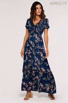 Apricot Watercolour Floral Smocked Maxi Dress (314502) | NT$2,100
