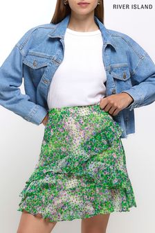 River Island Green Floral Mini Flounce Skirt (314580) | €20