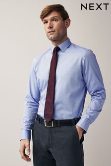 Light Blue/Burgundy Red Textured Regular Fit Single Cuff Shirt And Tie Pack (314733) | HK$310
