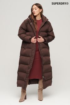 Superdry Brown Maxi Hooded Puffer Coat (314841) | €210