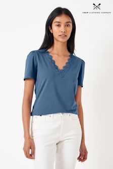 Crew Clothing Company White Lace Cotton T-Shirt (314953) | €20