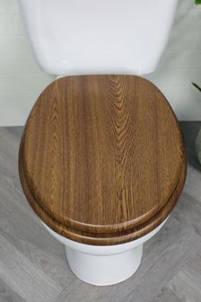 Showerdrape Brown Oxford Wooden Toilet Seat