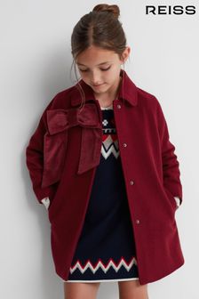 Reiss Red Valerie Junior Wool Blend Bow Coat (315415) | SGD 325