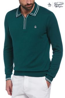 Original Penguin 1/4 Zip Long Sleeve Tipped Sweater Polo Shirt (315448) | €54