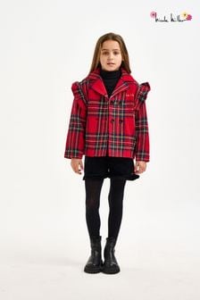 Nicole Miller Red Check Wool Coat (315754) | Kč2,580 - Kč2,975