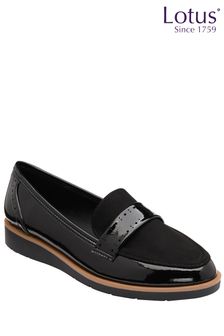Lotus Black Patent Loafers (316096) | OMR28