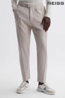 Reiss Oatmeal Melange Jett Knitted Front Seam Trousers (316116) | SGD 408