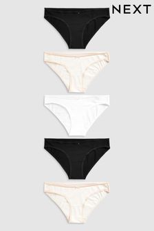 Black/White/Nude Bikini Cotton Knickers 5 Pack (316323) | €6
