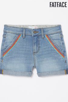 FatFace Blue Rainbow Embroidered Denim Shorts (316427) | $33