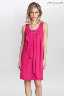 Gina Bacconi Pink Clarissa A-Line Dress With Rhinestone Neck Detail (316726) | 627 zł