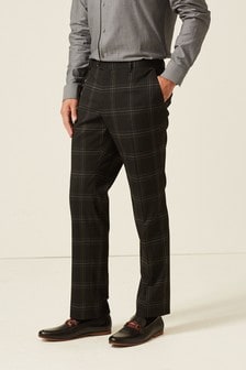 Black Tailored Fit Trimmed Check Suit: Trousers (316735) | DKK130