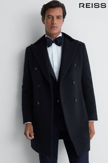 Двубортное бархатное пальто из вафельного трикотажа Reiss (317378) | €530