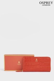OSPREY LONDON Orange The Large Wentworth Italian Leather RFID Zip-Round Purse (317469) | $182