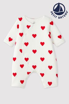 Petit Bateau White Heart Quilted Romper (317542) | €50