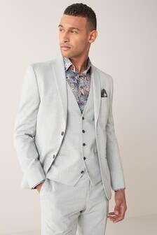 Light Grey Slim Fit Stretch Marl Suit: Jacket (317644) | ₪ 175