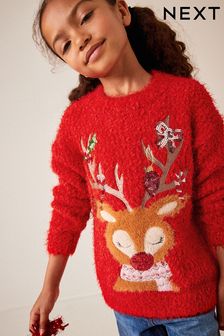 Red Reindeer Christmas Jumper (3-16yrs) (318511) | 11,450 Ft - 14,050 Ft