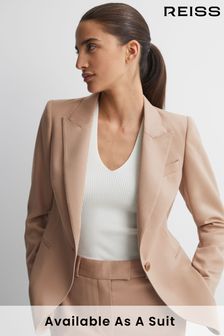 Reiss Camel Marlie Tailored Wool Blend Single Breasted Suit Blazer (318625) | €408