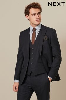 Navy Slim Fit Textured Wool Suit (318702) | €136