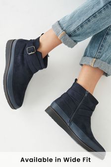 Navy Extra Wide Fit Forever Comfort® Buckle Ankle Boots (319556) | €22