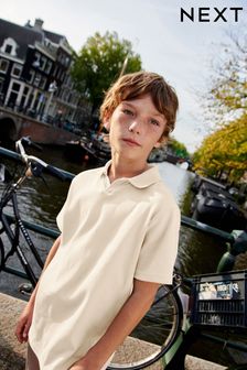 Светло-бежевый/Белый  - Рубашка поло с отложным воротником и короткими рукавами (3-16 лет) (319645) | €12 - €20