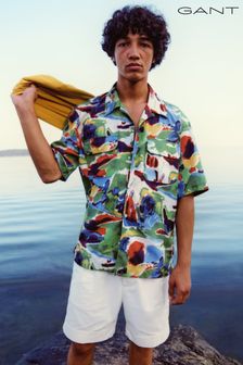 Gant Kurzärmeliges, bedrucktes Relaxed-Shirt aus Baumwolle und Lyocell, Grün (319898) | 105 €