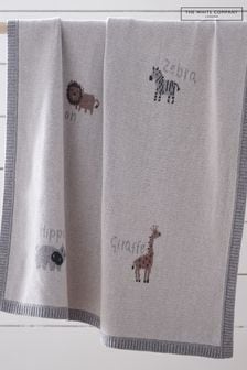 Серое одеяло из органического хлопка с принтом "сафари" The White Company (320025) | €58