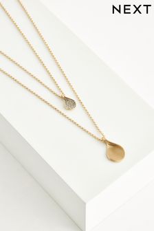 Gold Tone Sparkle Petal Layered Necklace (320191) | HK$102