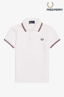 Белый - Детская рубашка поло с контрастной отделкой Fred Perry (321251) | €31