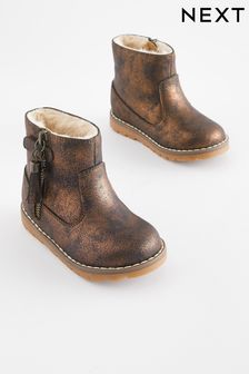 Bronze Brown Standard Fit (F) Warm Lined Tassel Detail Zip Boots (321349) | ₪ 113 - ₪ 130