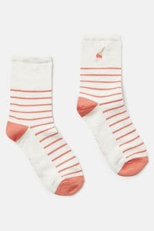Joules Embroidered Red/White Ankle Socks (321730) | €11