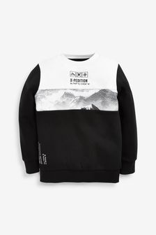Black/White Printed Graphic Crew Sweater (3-16yrs) (321803) | €6 - €8