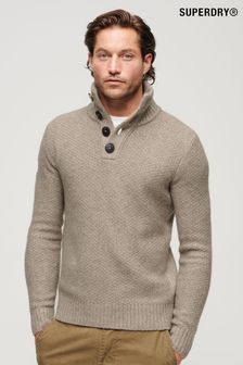 Superdry Beige Chunky Button High Neck Jumper (322068) | LEI 501