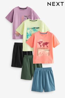 Green/Orange Short Pyjamas 3 Pack (3-16yrs) (322303) | KRW51,200 - KRW64,000