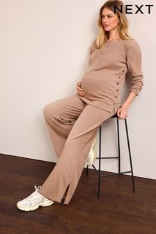 Neutral Maternity Cosy Feel Wide Leg Trousers (322406) | $33