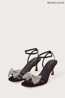 Monsoon Black Diamanté Bow Kitten Heels (322730) | $165