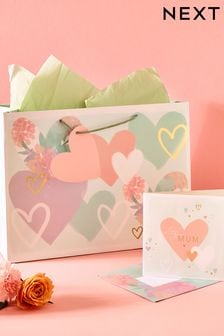 Green Hearts Mother's Day Gift Bag and Card Set (323263) | ₪ 14
