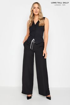 Long Tall Sally Black Contrast Waistband Wide Leg Trousers (323293) | AED216