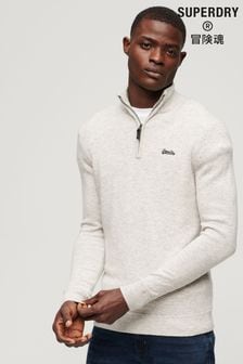 Superdry Grey Essential Embroided Knitwear Henley Jumper (323451) | €63