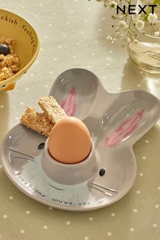 Grey Bunny Egg Holder Plate