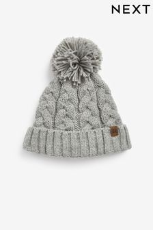 Grey Knitted Cable Pom Hat (1-16yrs) (323563) | €7.50 - €13