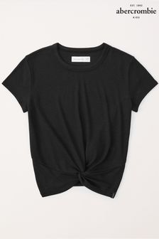 Schwarz - Abercrombie & Fitch T-Shirt mit verdrehtem Detail vorne (323665) | 15 €